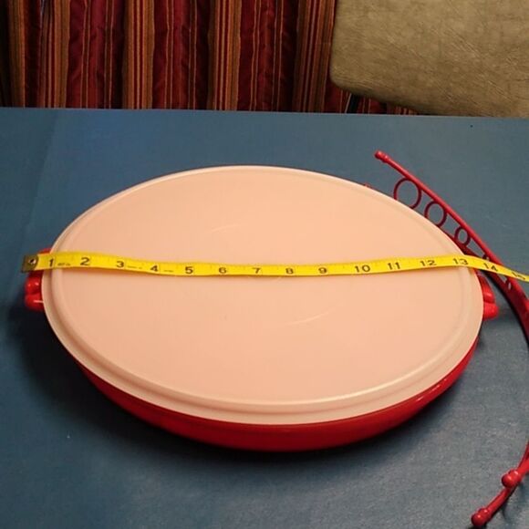 Vintage Tupperware Veggie Party Platter Red and Pink Circular Cottagecore - Picture 7 of 8